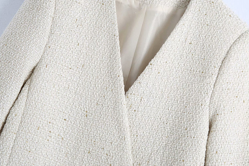 European And American Women'S Clothing Wholesale Gold Button Texture Coat