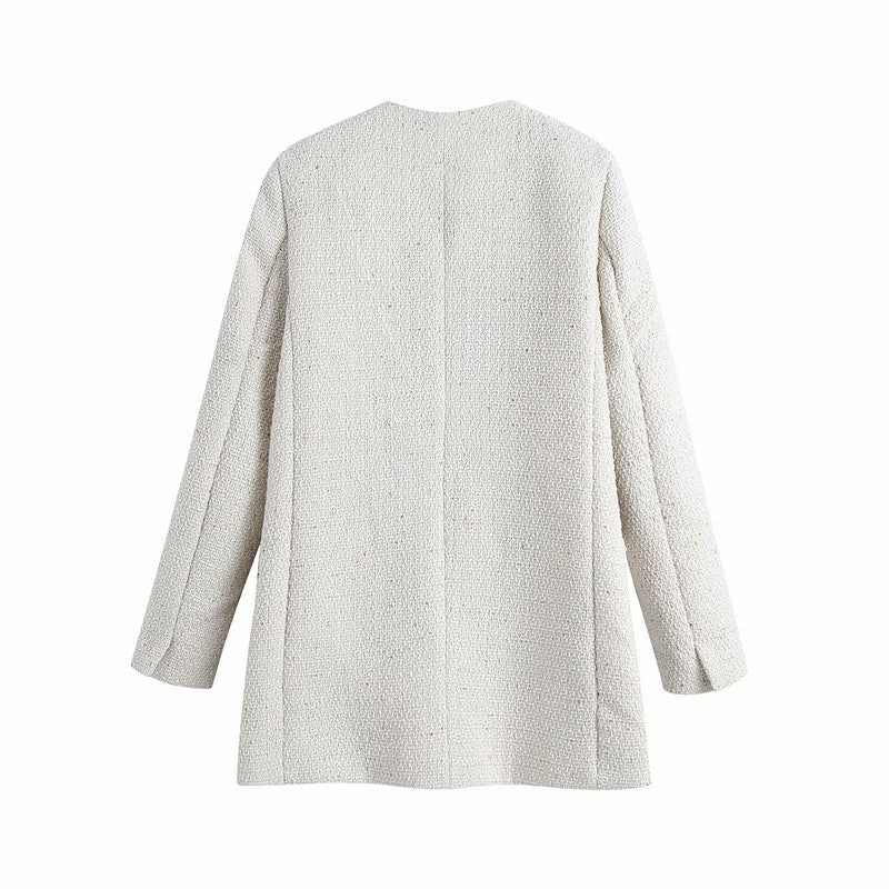 European And American Women'S Clothing Wholesale Gold Button Texture Coat