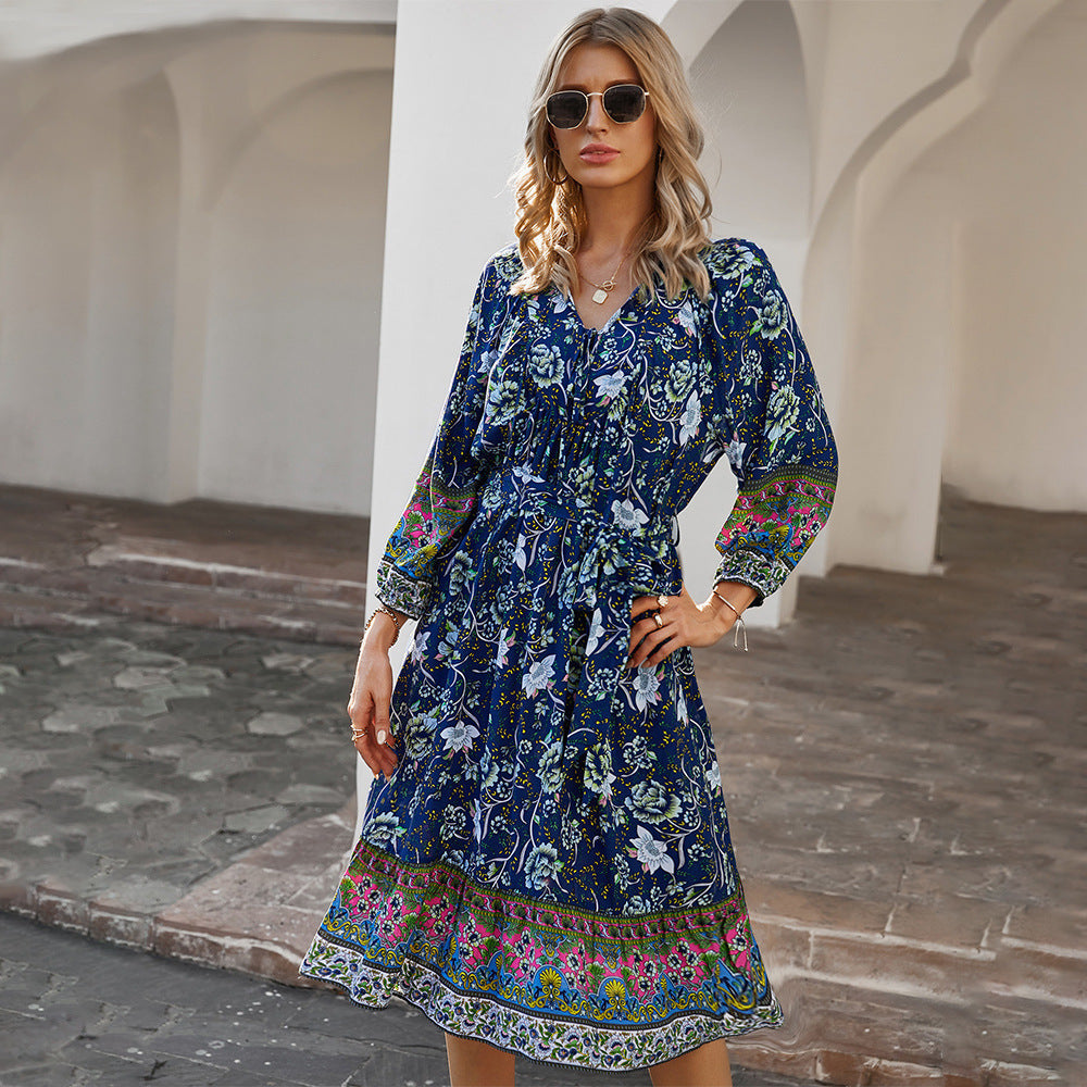 Robe imprimée style bohème pour les vacances, été, femme