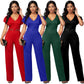 Casual Fashion Long-sleeved V-neck Women's Jumpsuit