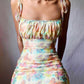 Butterfly Print Strapless Ttube Top English Halter Dress
