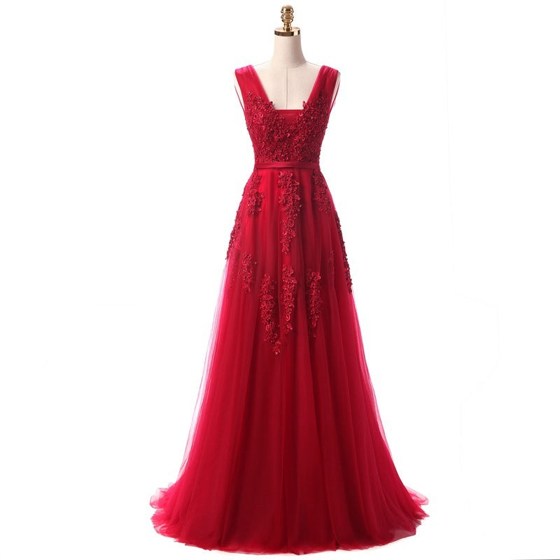 Robe de soirée longue dos nu sexy SSYFashion, robe de soirée élégante en dentelle verte à col en V pour la mariée