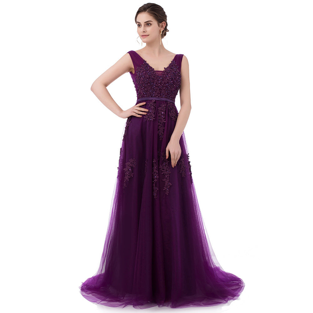Robe De Soiree SSYFashion Backless Long Evening Dresses The Bride Elegant Banquet Green Lace V-neck Formal Party Gown