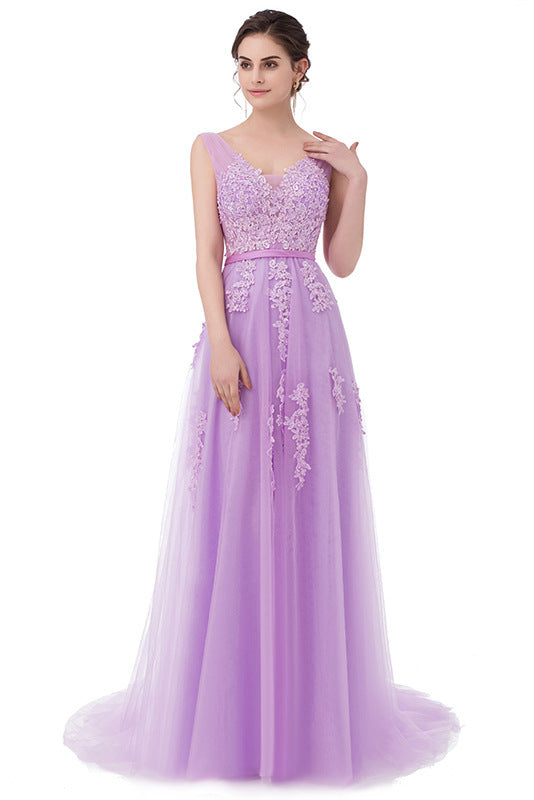 Robe de soirée longue dos nu sexy SSYFashion, robe de soirée élégante en dentelle verte à col en V pour la mariée