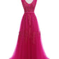Robe de soirée longue dos nu sexy SSYFashion, robe de soirée élégante en dentelle verte à col en V pour la mariée