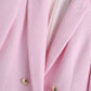 Lapel Long Sleeve Double Breasted Design Textured Casual Blazer