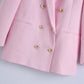 Lapel Long Sleeve Double Breasted Design Textured Casual Blazer