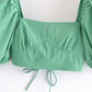 Square Neck Puff Sleeve Halter Strapless Top