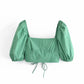Square Neck Puff Sleeve Halter Strapless Top