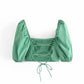 Square Neck Puff Sleeve Halter Strapless Top