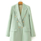 Women's Green Double-breasted Suit Jacket