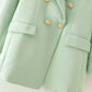Women's Green Double-breasted Suit Jacket