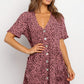 Summer Women Mini Dresses Spring Short Sleeve Dot Printed