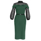 New African Polka Dot Lace Hollow Out Perspective Dress With Lantern Sleeves And Fake Two-Piece Buttock Wrap Slim Dress