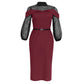 New African Polka Dot Lace Hollow Out Perspective Dress With Lantern Sleeves And Fake Two-Piece Buttock Wrap Slim Dress