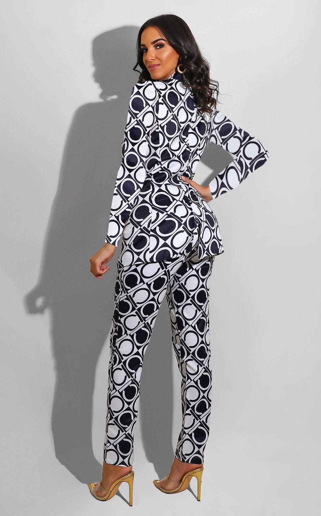 European And American Temperament Women's Printed Trouser Suit Jacket