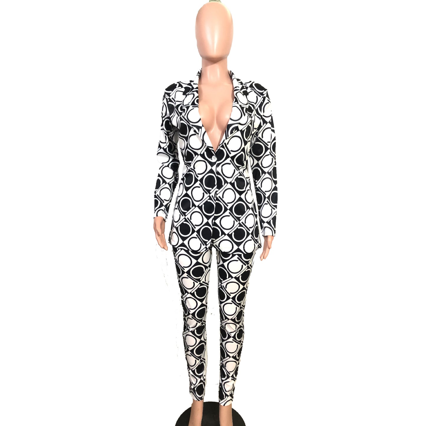 European And American Temperament Women's Printed Trouser Suit Jacket