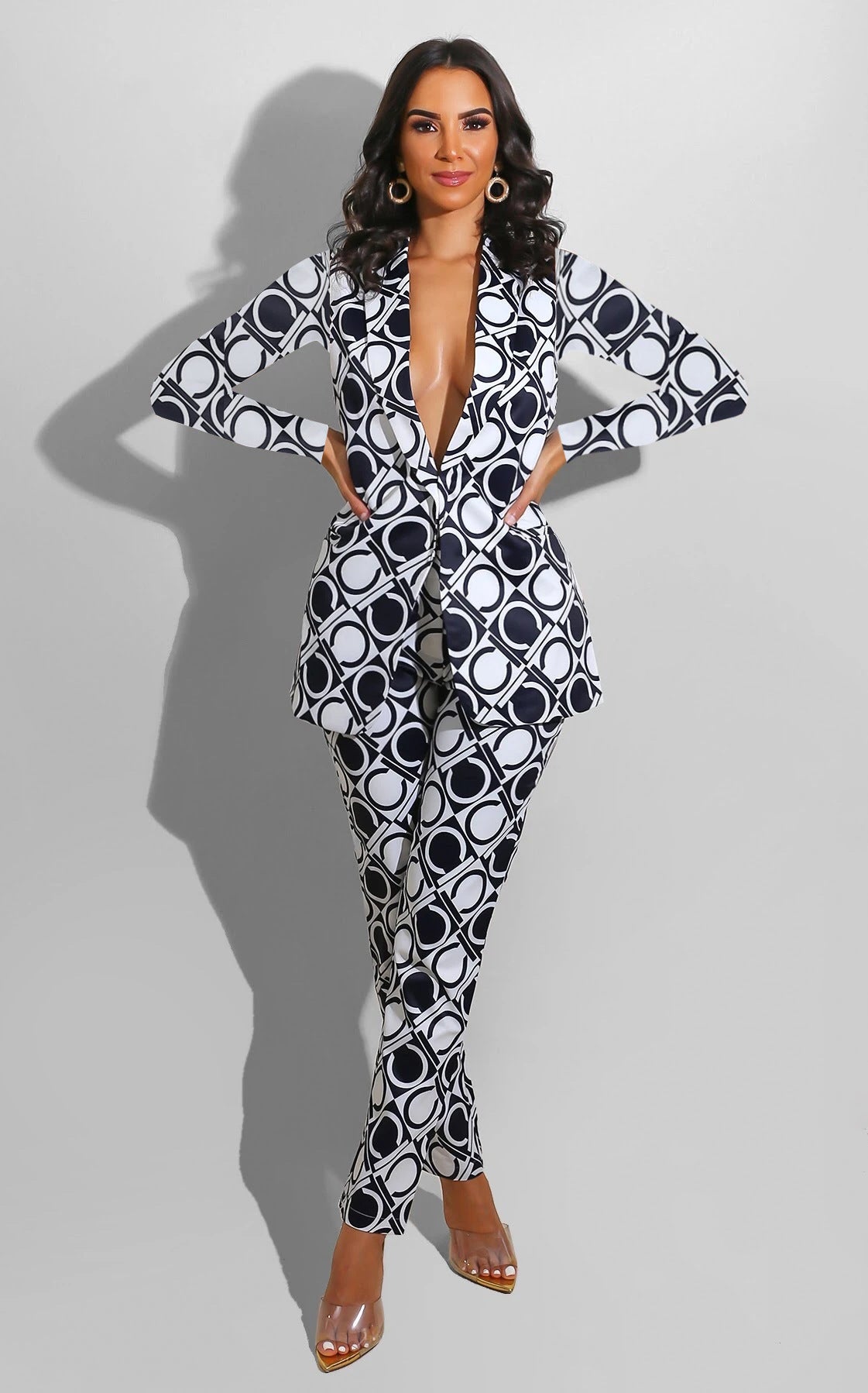 European And American Temperament Women's Printed Trouser Suit Jacket