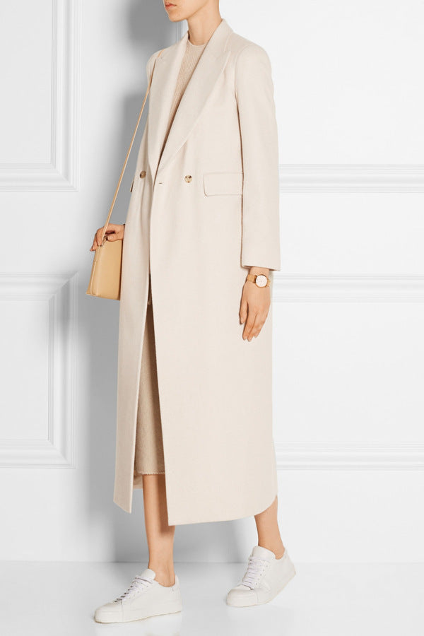 Nouveautés automne-hiver en Europe et aux États-Unis : manteau long en cachemire, simple et ample, à double boutonnage