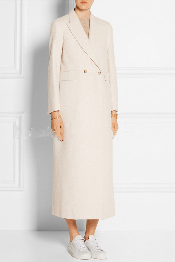 Nouveautés automne-hiver en Europe et aux États-Unis : manteau long en cachemire, simple et ample, à double boutonnage