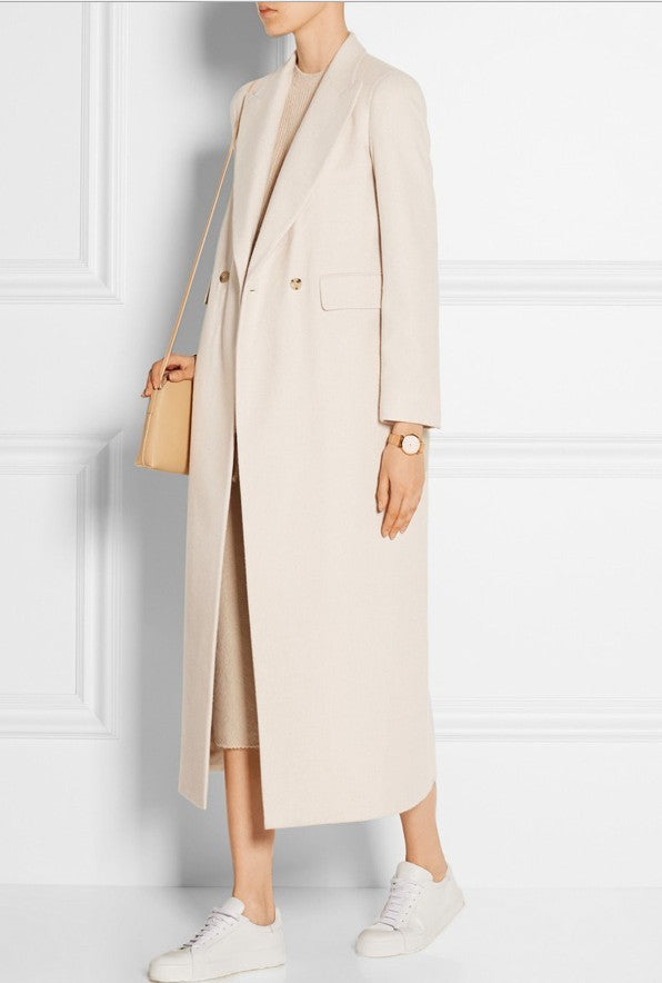 Nouveautés automne-hiver en Europe et aux États-Unis : manteau long en cachemire, simple et ample, à double boutonnage