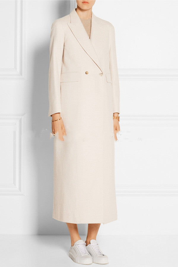 Nouveautés automne-hiver en Europe et aux États-Unis : manteau long en cachemire, simple et ample, à double boutonnage