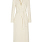 Lapel Temperament Lace Up Slim And Long Coat Women's Solid Color Cashmere Coat