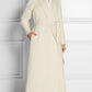 Lapel Temperament Lace Up Slim And Long Coat Women's Solid Color Cashmere Coat