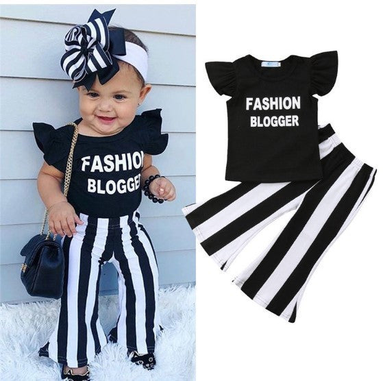 Men's And Women's Crew-Neck Sweatshirts With Printed And Sleeve Flyers, Striped Pants, Cotton-Padded Clothes For Babies