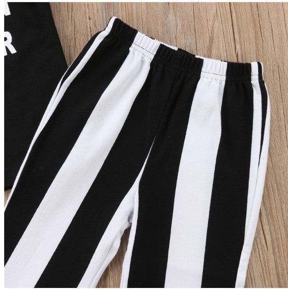 Men's And Women's Crew-Neck Sweatshirts With Printed And Sleeve Flyers, Striped Pants, Cotton-Padded Clothes For Babies