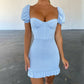 Ladies Off-Shoulder Mini Dress, Bodycon, Puffy Sleeves, Pleated