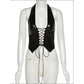 European And American Lace-up Deep V-neck Short Slim Camisole