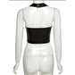 European And American Lace-up Deep V-neck Short Slim Camisole