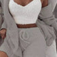 Ensemble pyjama décontracté et sexy pour femme, tenue d'hiver, doux et chaud, manches longues, nombril exposé, gilet et short