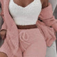 Ensemble pyjama décontracté et sexy pour femme, tenue d'hiver, doux et chaud, manches longues, nombril exposé, gilet et short