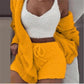 Ensemble pyjama décontracté et sexy pour femme, tenue d'hiver, doux et chaud, manches longues, nombril exposé, gilet et short