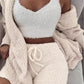 Ensemble pyjama décontracté et sexy pour femme, tenue d'hiver, doux et chaud, manches longues, nombril exposé, gilet et short