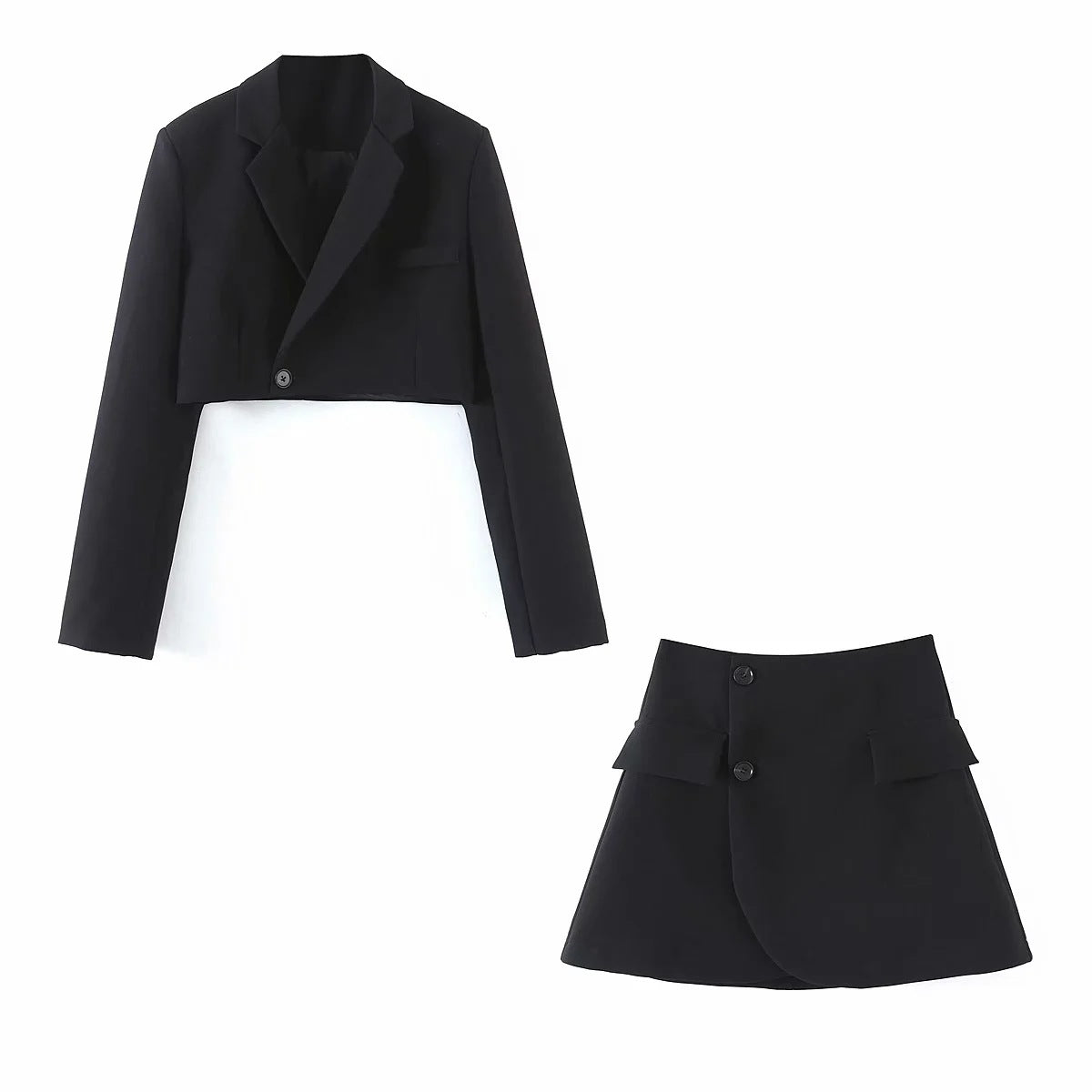 Fashion Two-Piece Suit With One-Piece Wrap A-Line Skirt