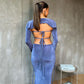 Women's Tube Top Suit Autumn New Fashion Long Sleeve Backless Lace Up Long Skirt Three-piece Set