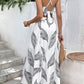 Tropical Print Tie Backless Cami Top & Split Thigh Skirt Two Piece Set