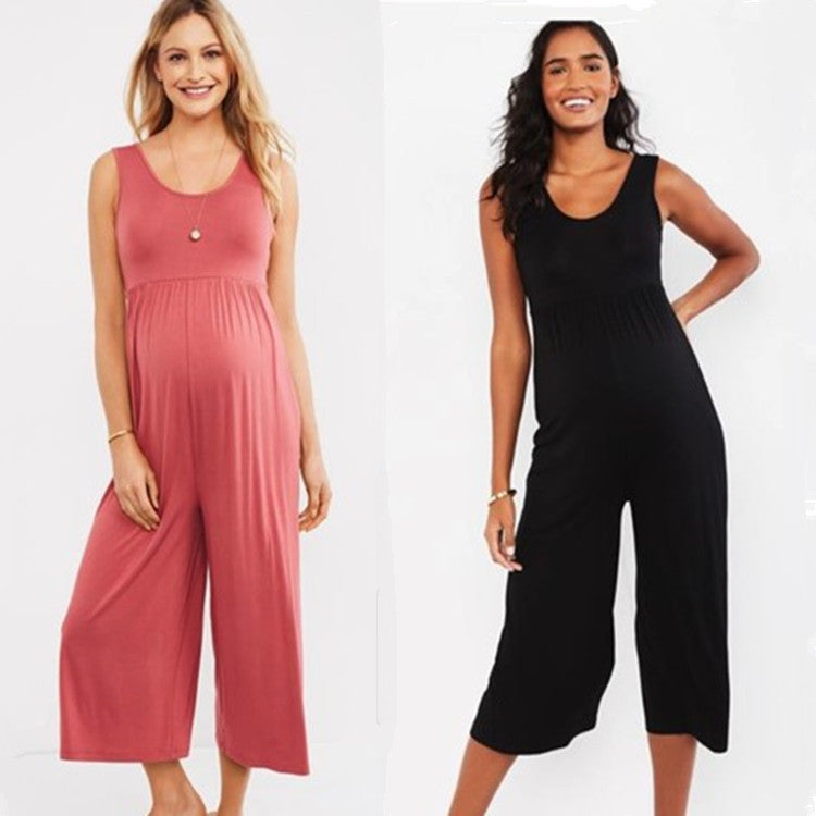 Sale Fashion Casual Maternity One-piece Wide Leg Pants Cropped Pants Maternity Wear