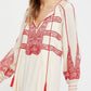 Miya Embroidered V-neck Fringed Fashion Dress