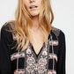 Miya Embroidered V-neck Fringed Fashion Dress
