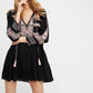 Miya Embroidered V-neck Fringed Fashion Dress