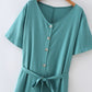 Women Summer Short Sleeve Black Jumpsuit Woman High Waist Lace Up Jumpsuit Romper Casual Overall Femme Wide Leg Pants