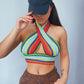Colorful Halterneck Sleeveless Slim Knit Cross Top