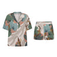 Ladies V-neck Casual Short Sleeve Shorts Set