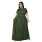 Costume deux pièces de couleur unie avec grande jupe croisée