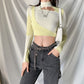 Ladies Slim Half High Neck Fashion Stitching Irregular Navel Bare T-shirt