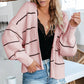 Striped Cardigan Loose Short Ladies Sweater